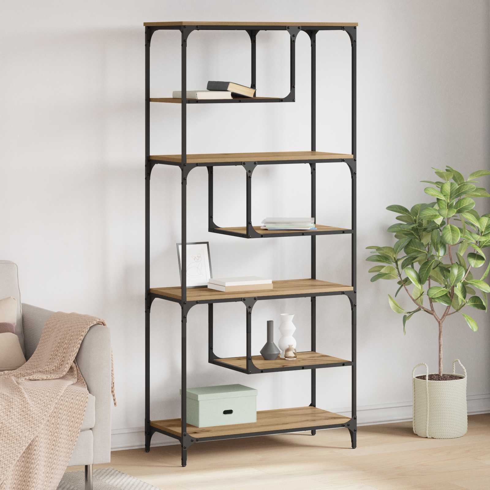 Bibliothèque chêne artisanal 81 x 36 x 176 cm Bois d'ingénierie - XIOS