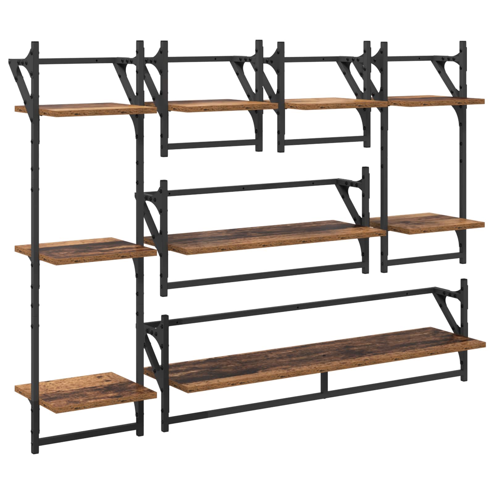 Ensemble d'étagères murales 6 pcs Bois Ancien 100 x 25 x 30 cm