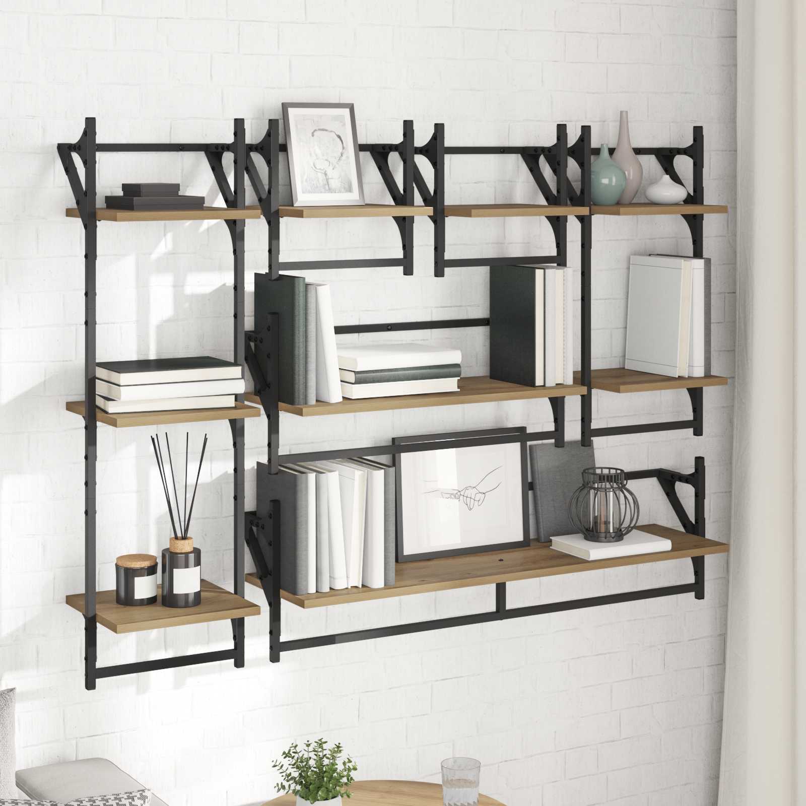 Ensemble d'étagères murales avec étagère 6 pcs Chêne artisanal - XIOS