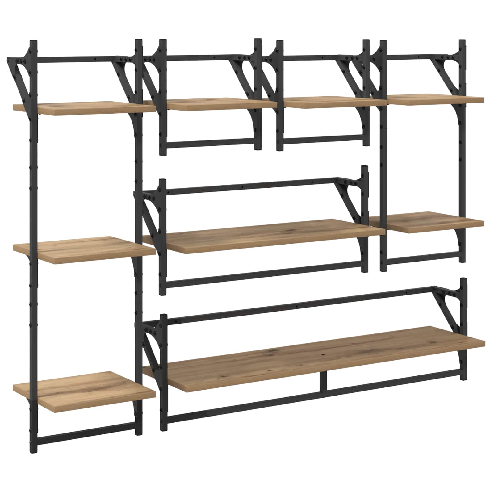 Ensemble d'étagères murales avec étagère 6 pcs Chêne artisanal - XIOS