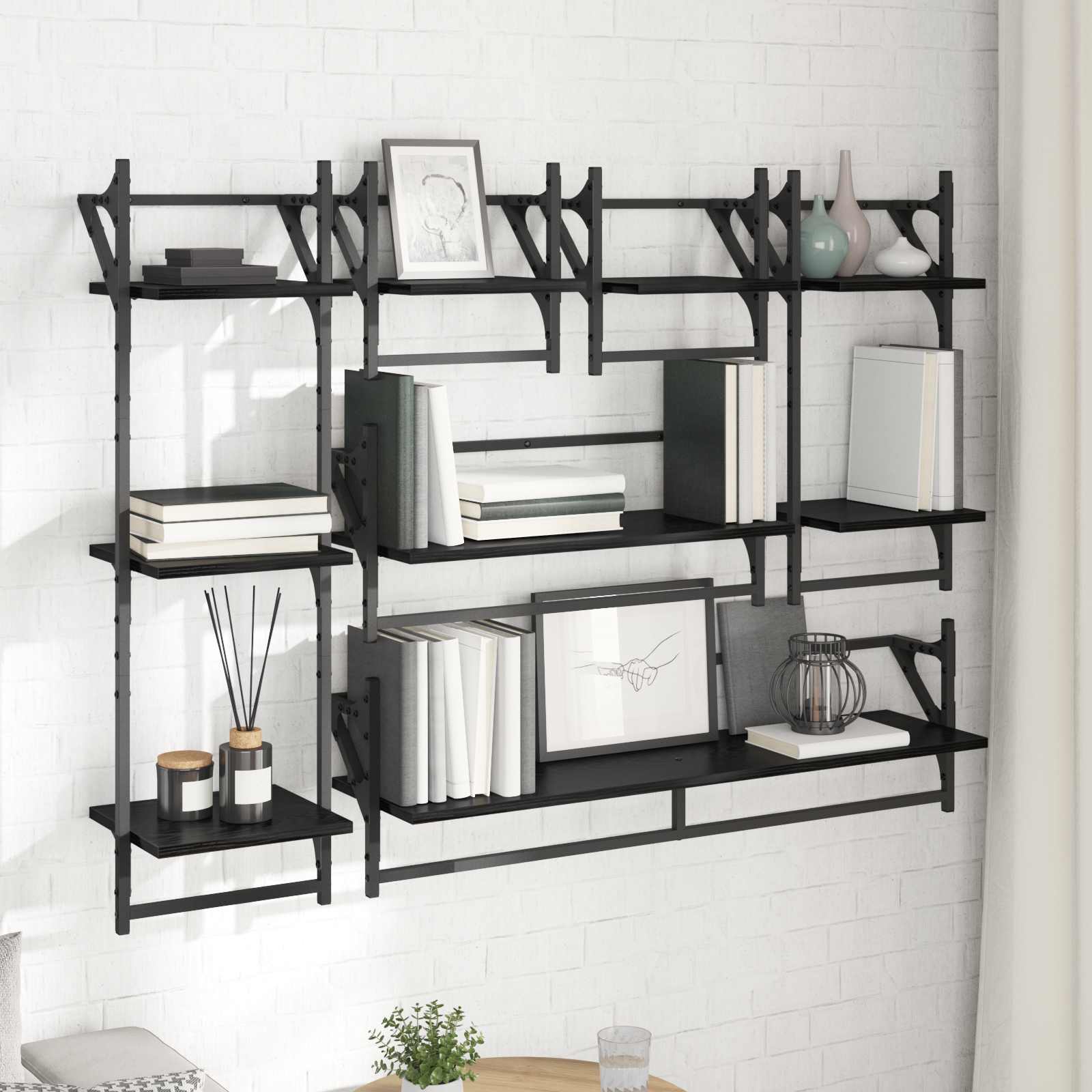 Ensemble d'étagères murales 6 pcs Chêne noir 100 x 25 x 30 cm - XIOS