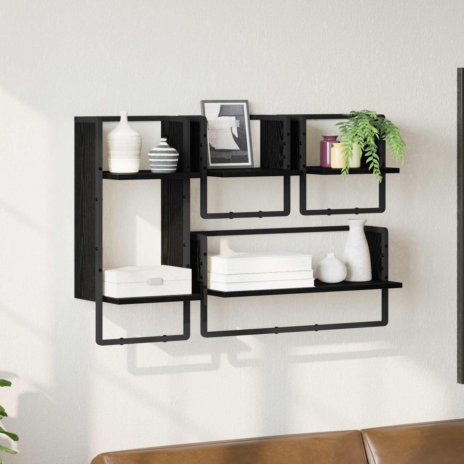 Ensemble d'étagères murales 4 pcs Chêne noir 65 x 25 x 30 cm - XIOS