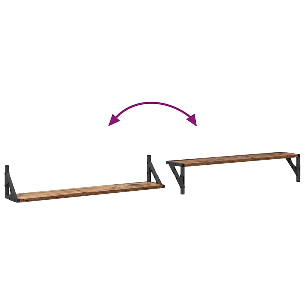 Étagères Murales 2 pcs Bois Ancien 80 x 15 x 15,5 cm - XIOS