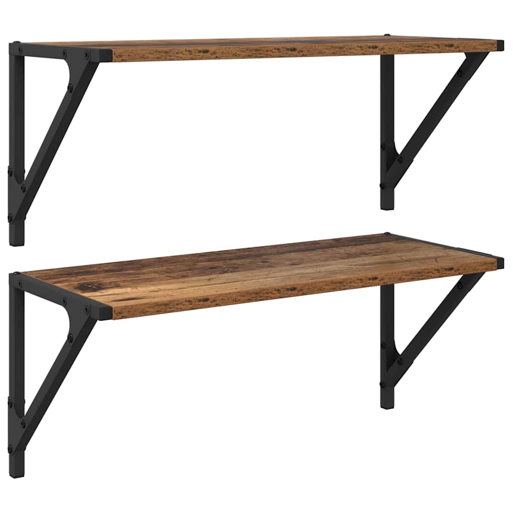 Étagères Murales 2 pcs Bois Ancien 60 x 25 x 25,5 cm - XIOS