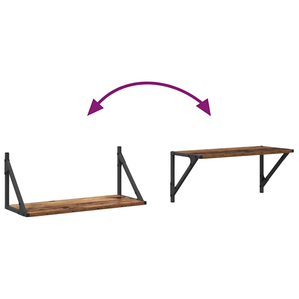 Étagères Murales 2 pcs Bois Ancien 60 x 25 x 25,5 cm - XIOS