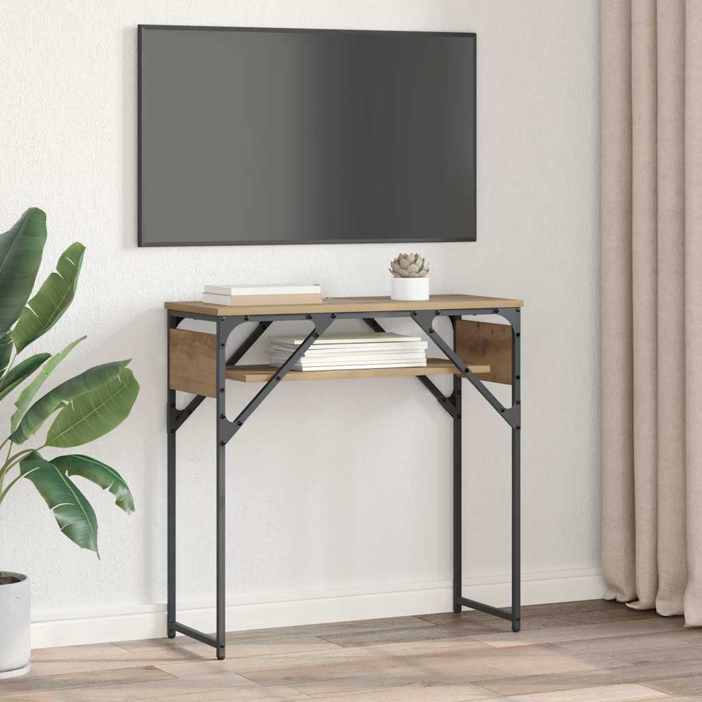 TableConsole chêne artisanal 75x30x75cm Bois d'ingénierie - XIOS