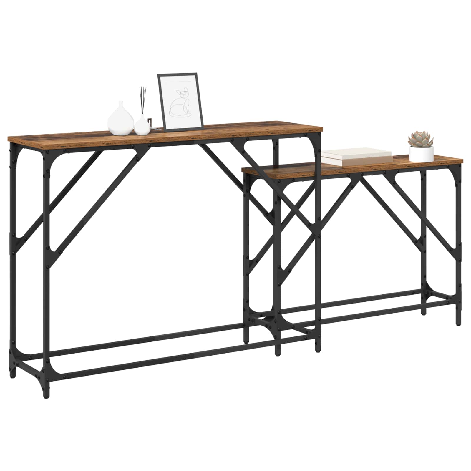 Table console 2 pcs Bois Ancien 100 x 28 x 75 cm - XIOS