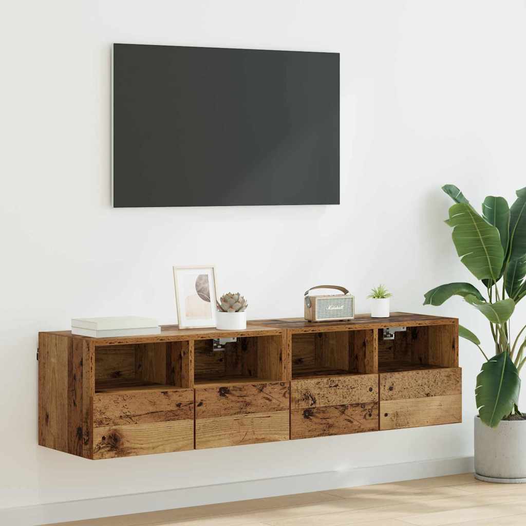 Meubles TV muraux 2 pcs Bois Ancien 60 x 30 x 30 cm - XIOS
