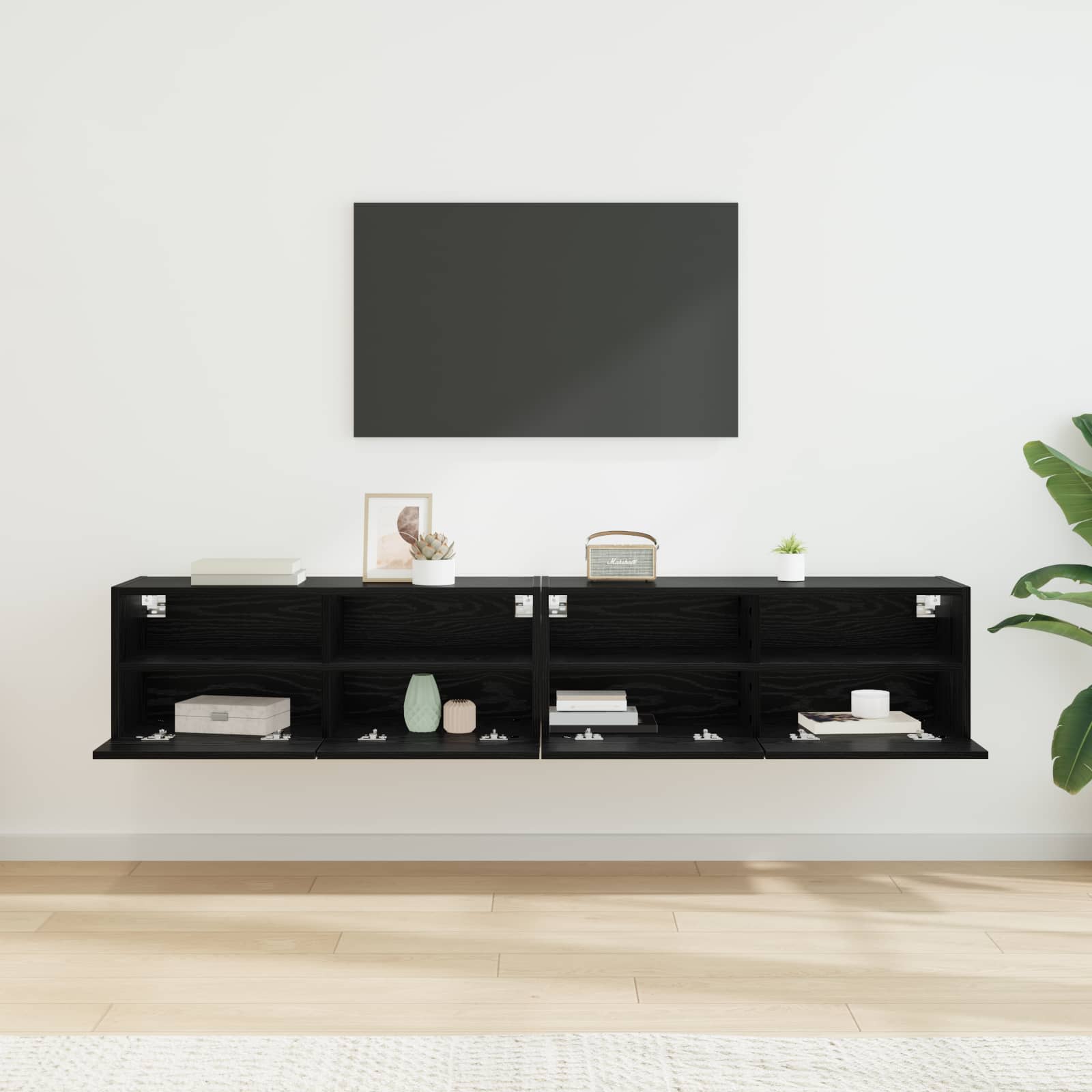 Meubles TV muraux 2 pcs Chêne noir 80 x 30 x 30 cm - XIOS