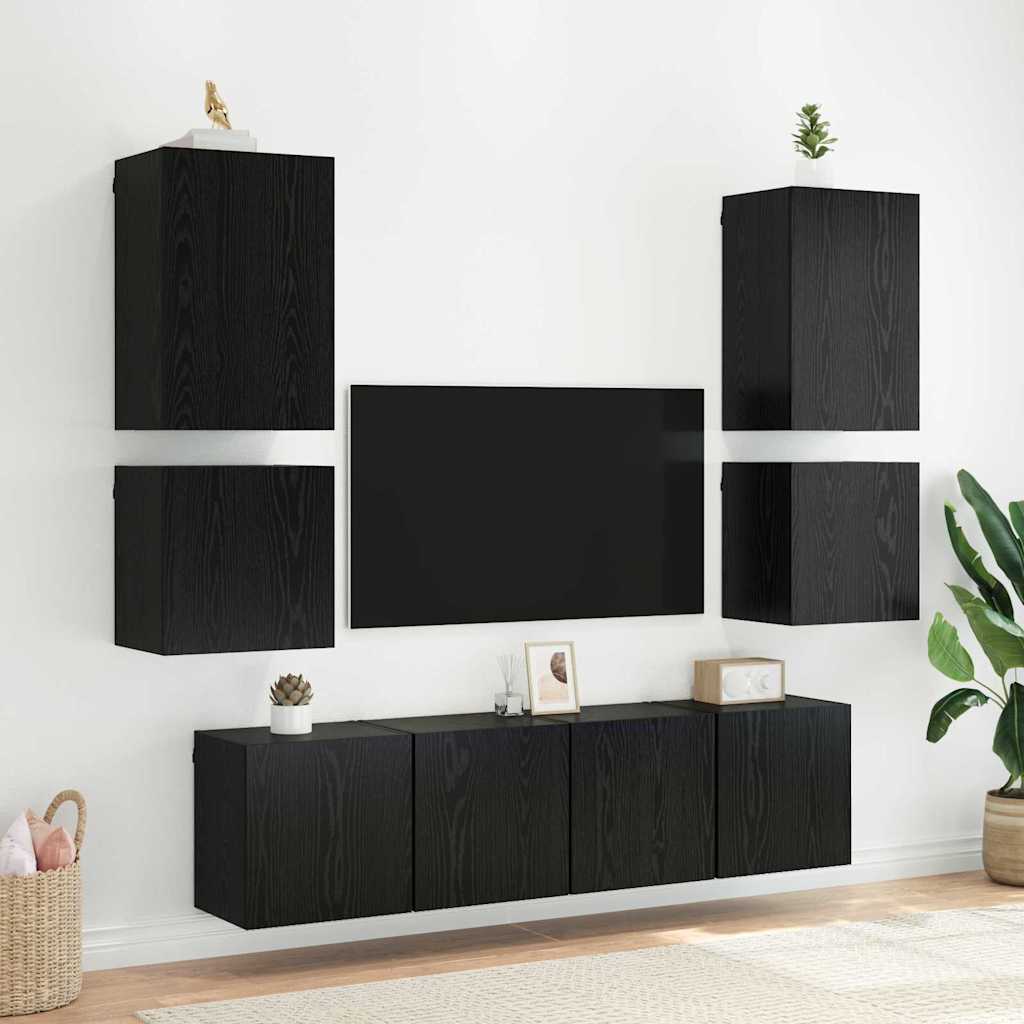 Meuble TV mural Chêne noir 40,5x30x40cm Bois d'ingénierie - XIOS