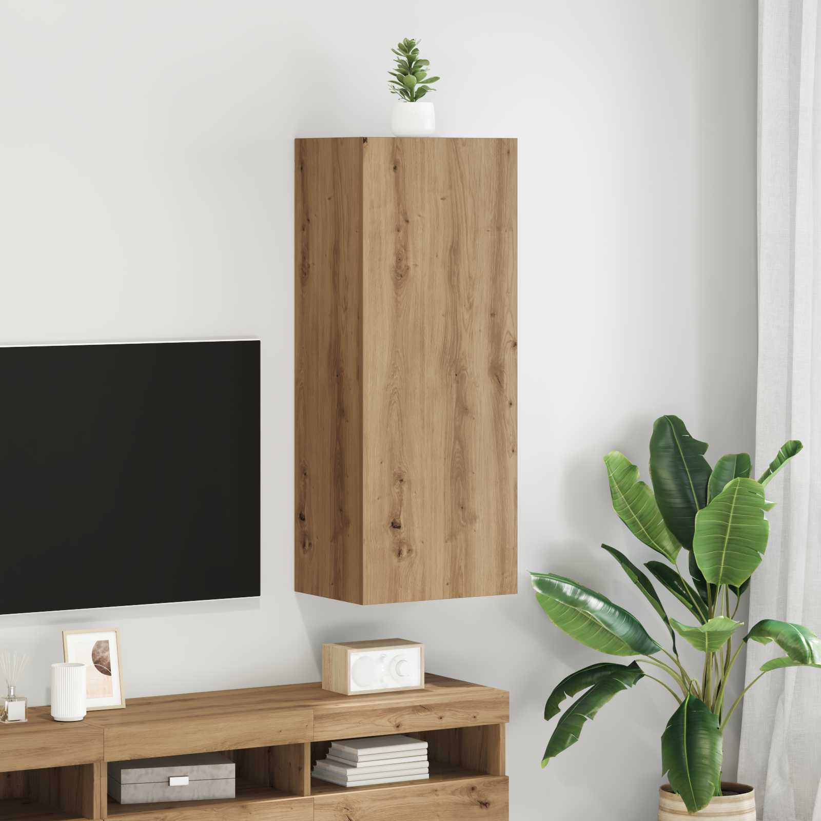 Meuble TV mural Chêne artisanal 40,5 x 30 x 102 cm - XIOS