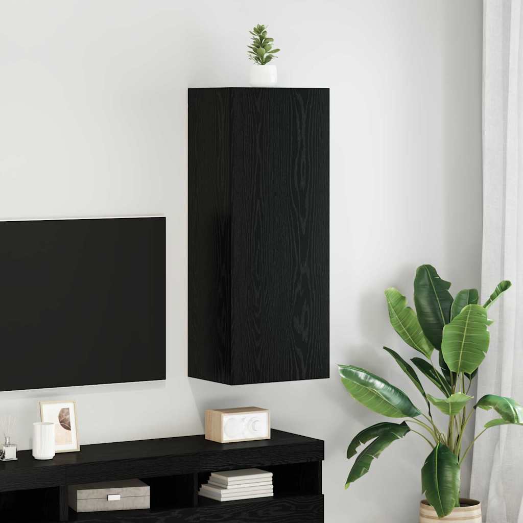 Meuble TV mural Chêne noir 40,5 x 30 x 102 cm Bois d'ingénierie - XIOS