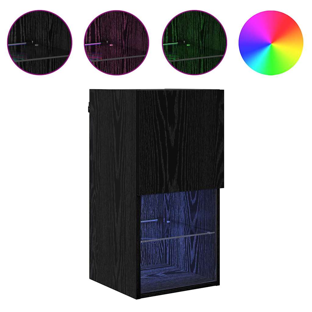 Meuble TV mural Chêne noir 30,5 x 30 x 60 cm Bois d'ingénierie - XIOS