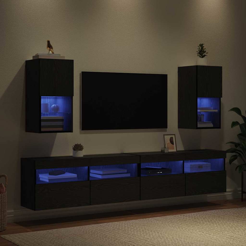 Meubles TV muraux 2 pcs Chêne noir 30,5 x 30 x 60 cm - XIOS