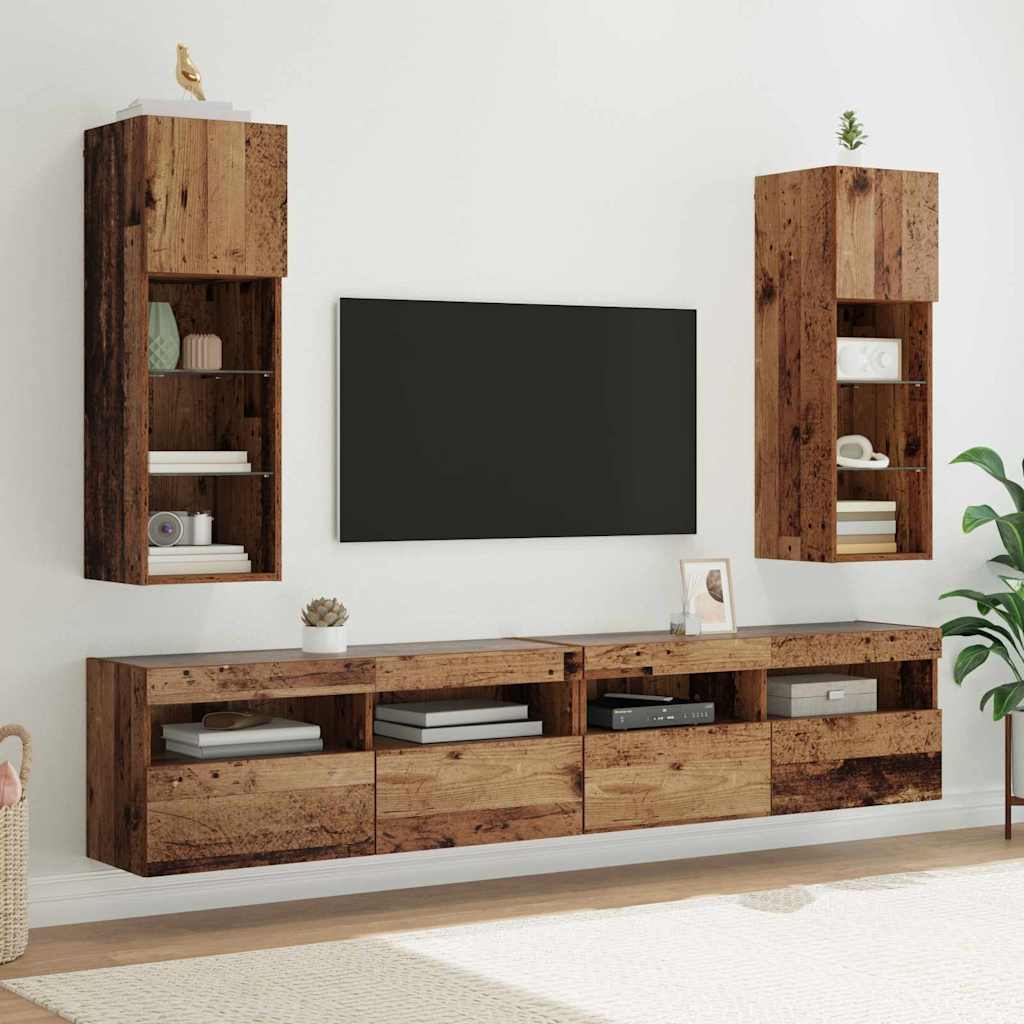 Meubles TV muraux 2 pcs Bois Ancien 30,5 x 30 x 90 cm - XIOS