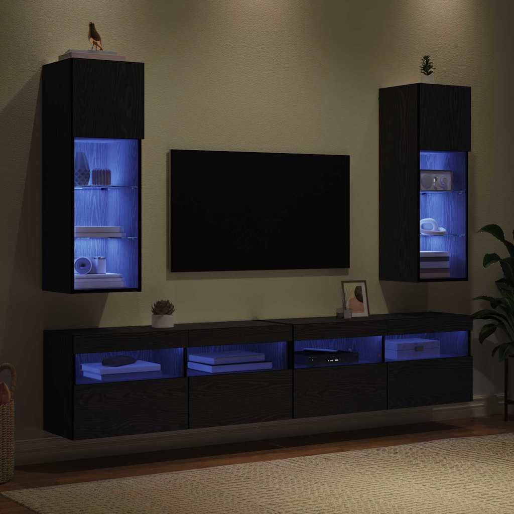 Meubles TV muraux 2 pcs Chêne noir 30,5 x 30 x 90 cm - XIOS