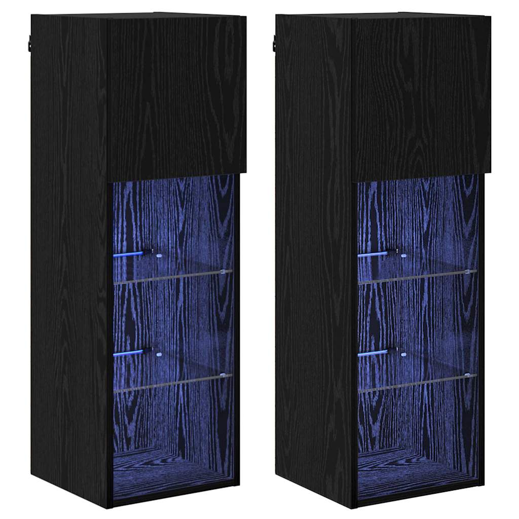 Meubles TV muraux 2 pcs Chêne noir 30,5 x 30 x 90 cm - XIOS