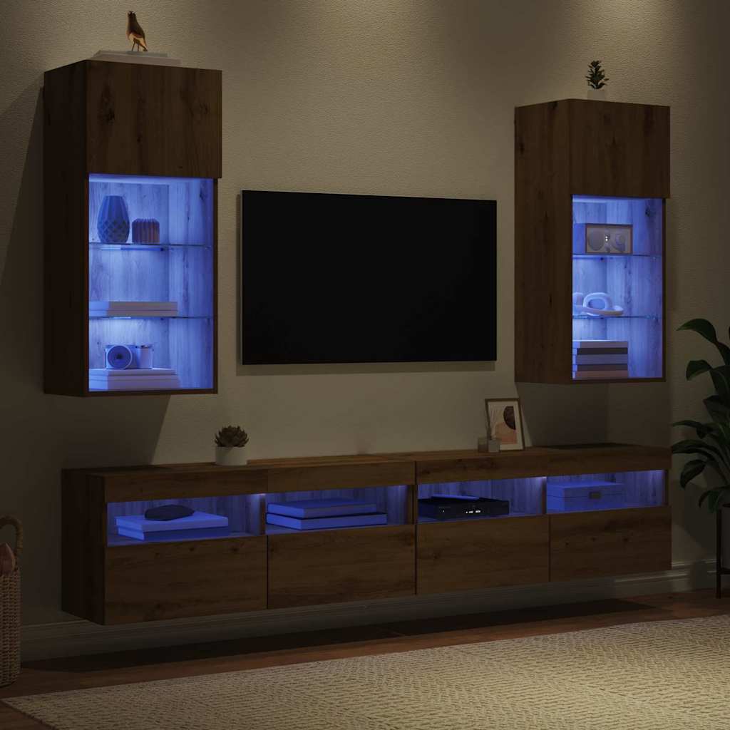 Meubles TV muraux 2 pcs Chêne artisanal 40,5 x 30 x 90 cm - XIOS
