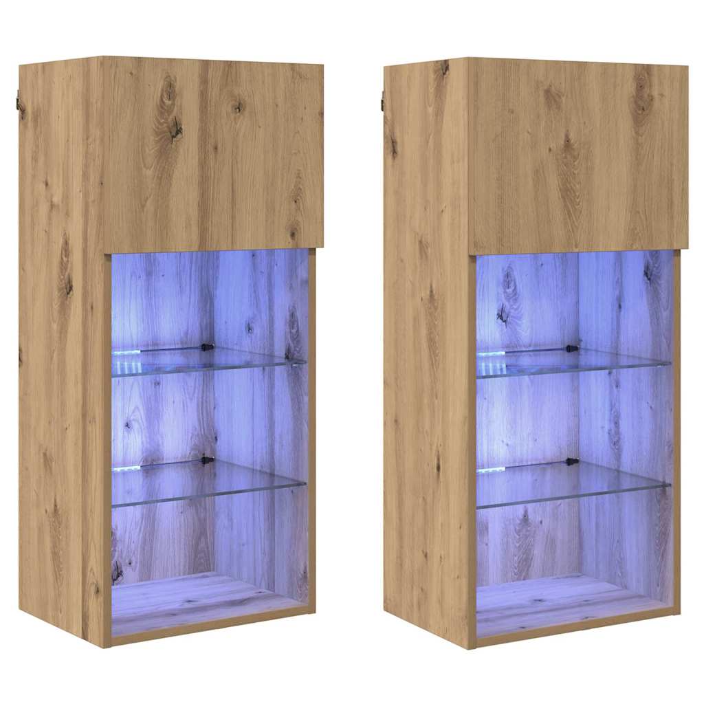 Meubles TV muraux 2 pcs Chêne artisanal 40,5 x 30 x 90 cm - XIOS