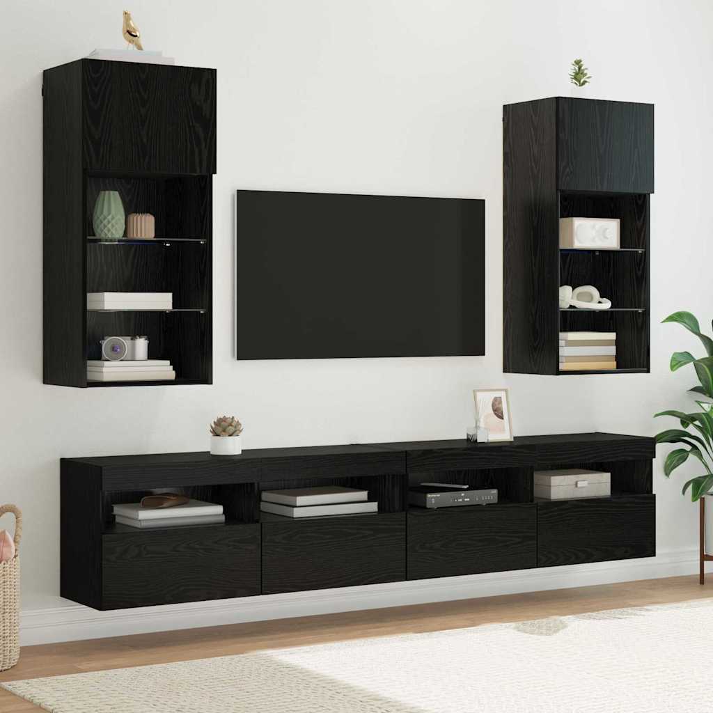Meuble TV mural Chêne noir 40,5 x 30 x 90 cm Bois d'ingénierie - XIOS