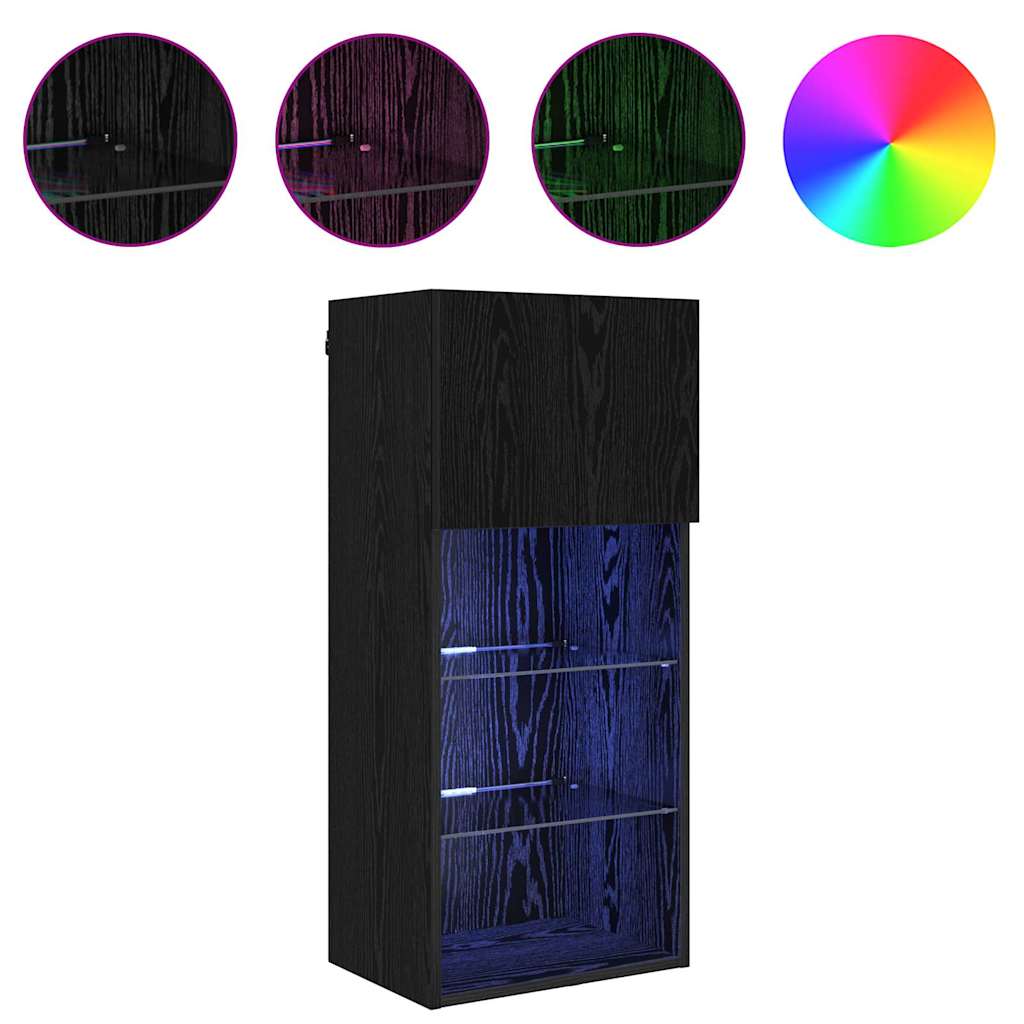 Meuble TV mural Chêne noir 40,5 x 30 x 90 cm Bois d'ingénierie - XIOS