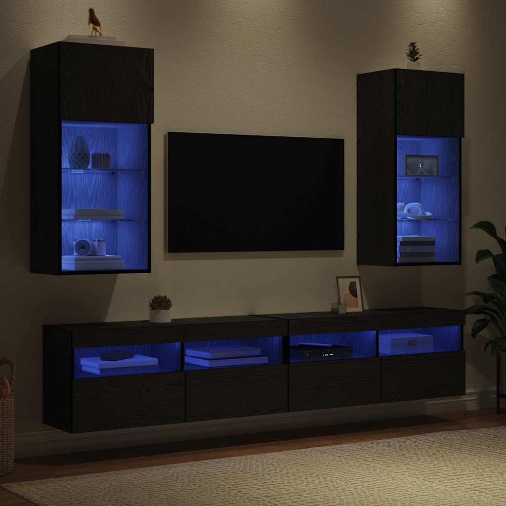 Meubles TV muraux 2 pcs Chêne noir 40,5 x 30 x 90 cm - XIOS