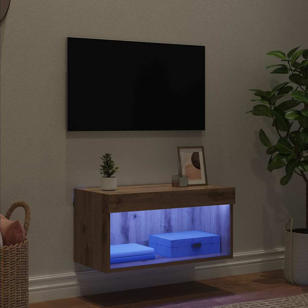 Meuble TV Chêne artisanal 60 x 30 x 30 cm Bois d'ingénierie - XIOS