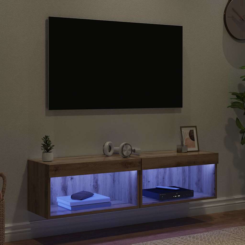 Meubles TV Montage mural 2 pcs Chêne artisanal 60 x 30 x 30 cm - XIOS
