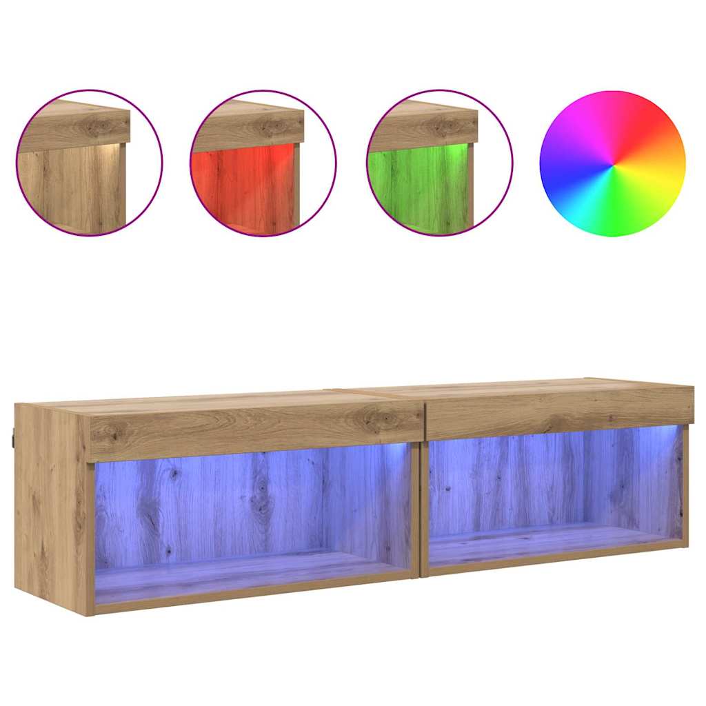 Meubles TV Montage mural 2 pcs Chêne artisanal 60 x 30 x 30 cm - XIOS