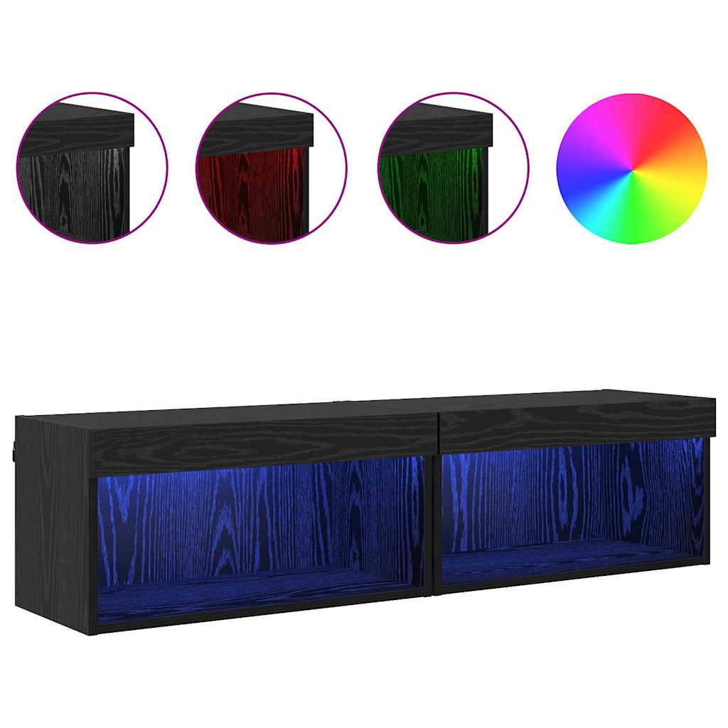 Meubles TV 2 pcs Chêne noir 60 x 30 x 30 cm Bois d'ingénierie - XIOS