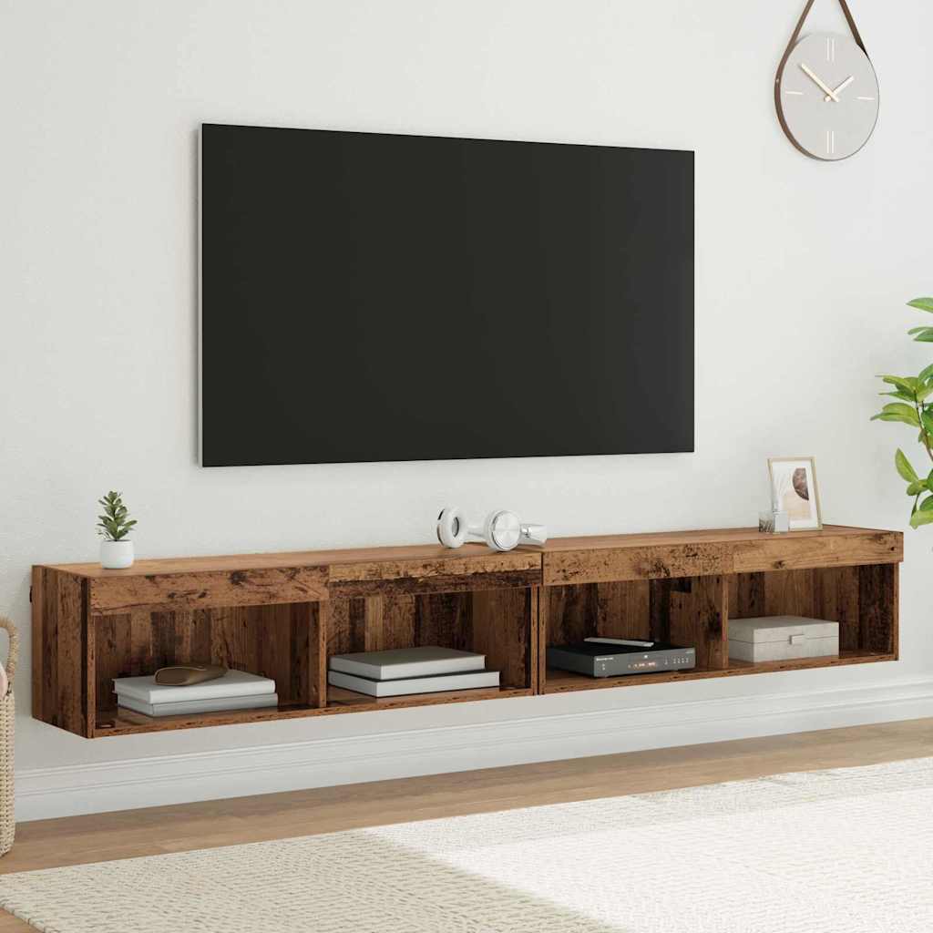 Meubles TV muraux Panama 2 pcs Bois ancien 100 x 30 x 30 cm - XIOS