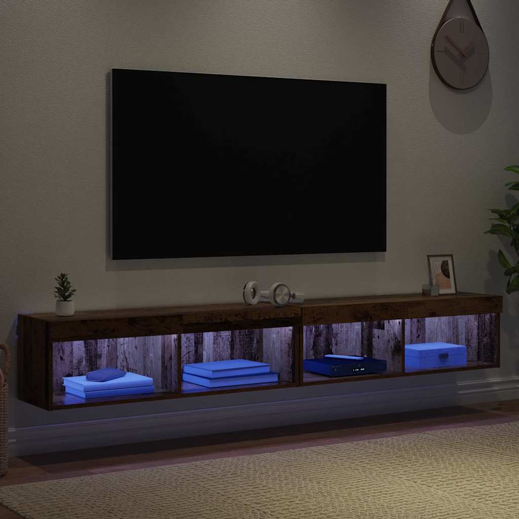 Meubles TV muraux Panama 2 pcs Bois ancien 100 x 30 x 30 cm - XIOS