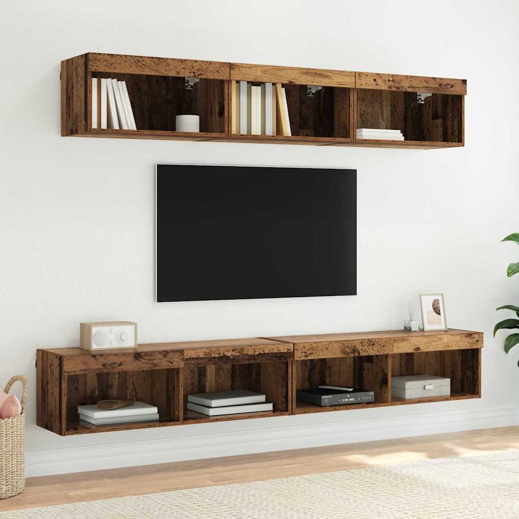 Meubles TV muraux Panama 2 pcs Bois ancien 100 x 30 x 30 cm - XIOS