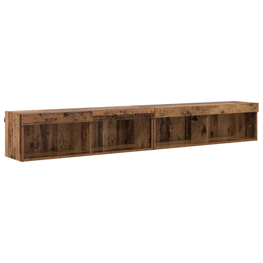 Meubles TV muraux Panama 2 pcs Bois ancien 100 x 30 x 30 cm - XIOS