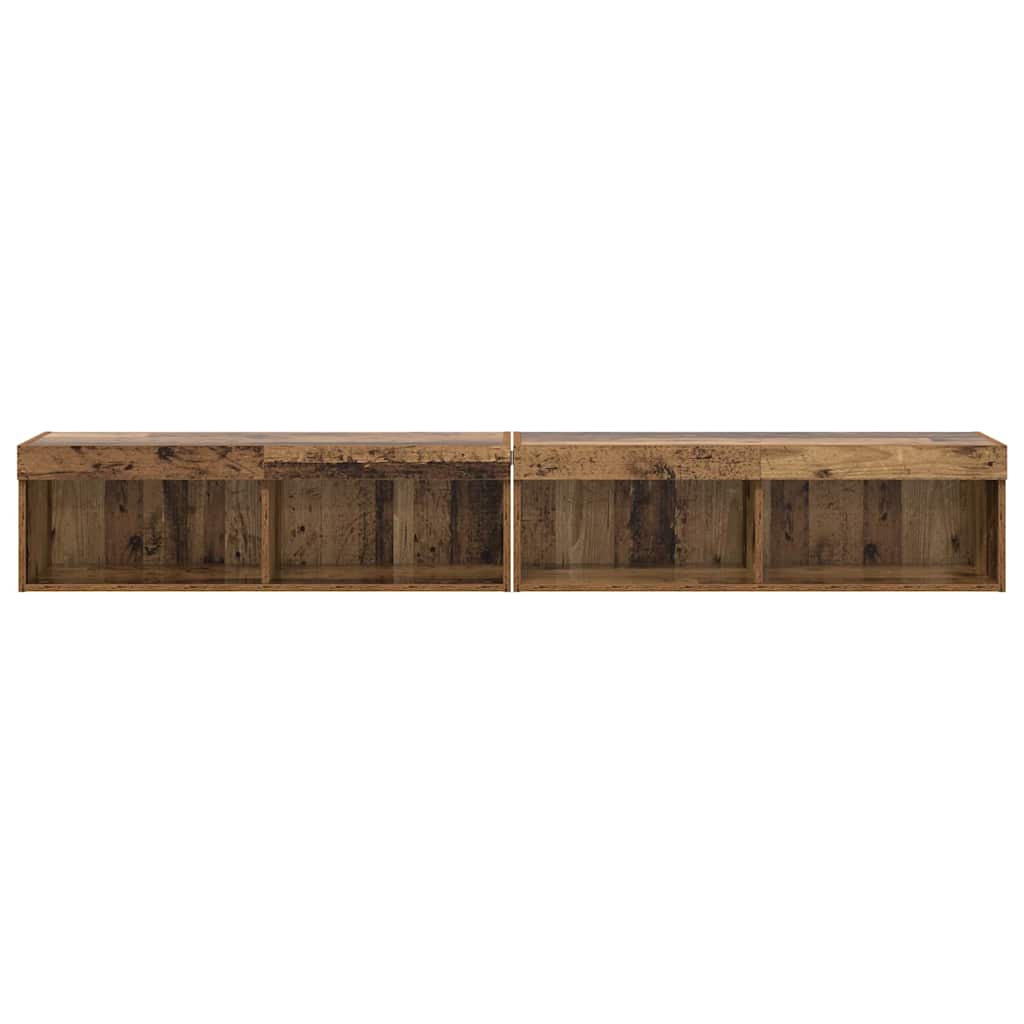 Meubles TV muraux Panama 2 pcs Bois ancien 100 x 30 x 30 cm - XIOS