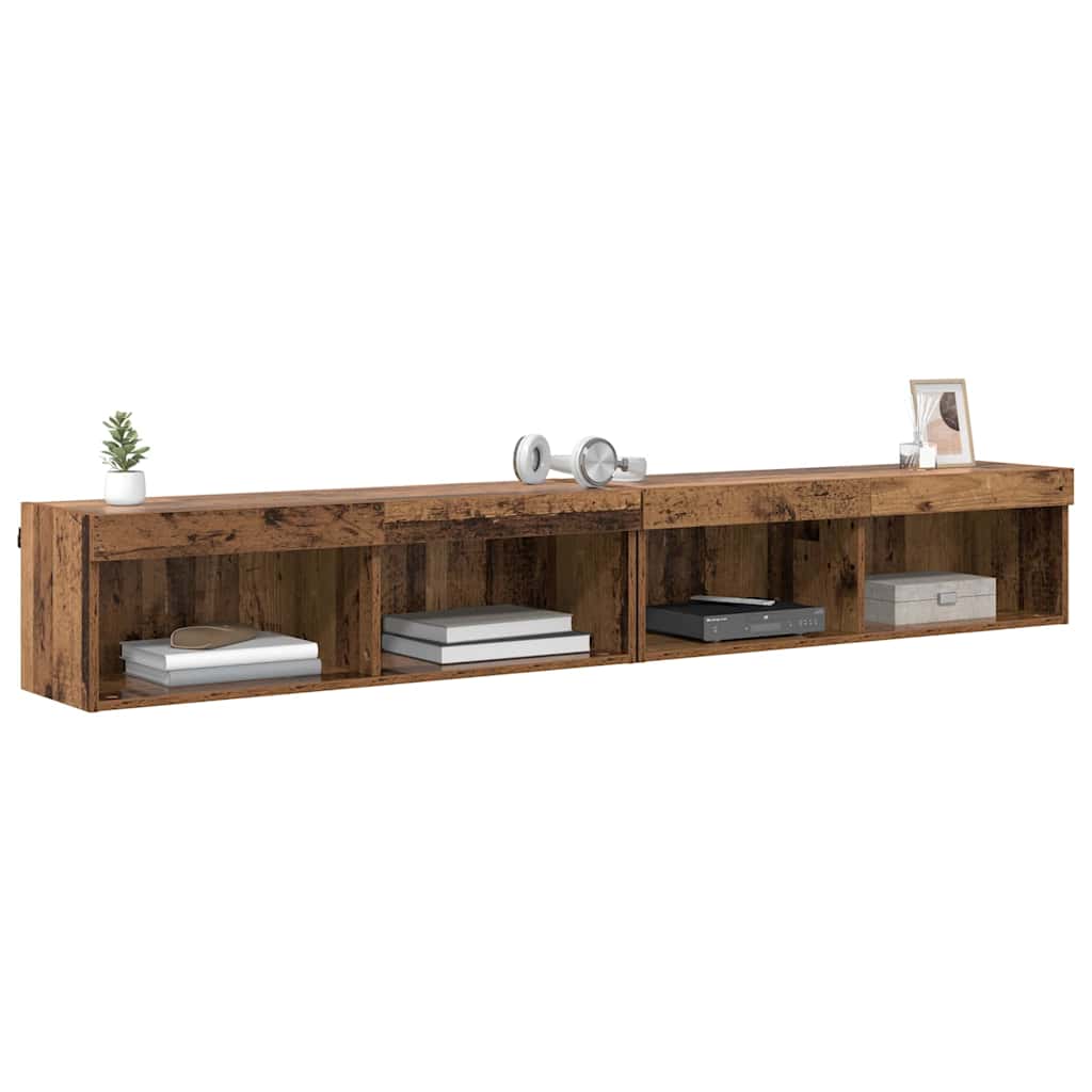 Meubles TV muraux Panama 2 pcs Bois ancien 100 x 30 x 30 cm - XIOS