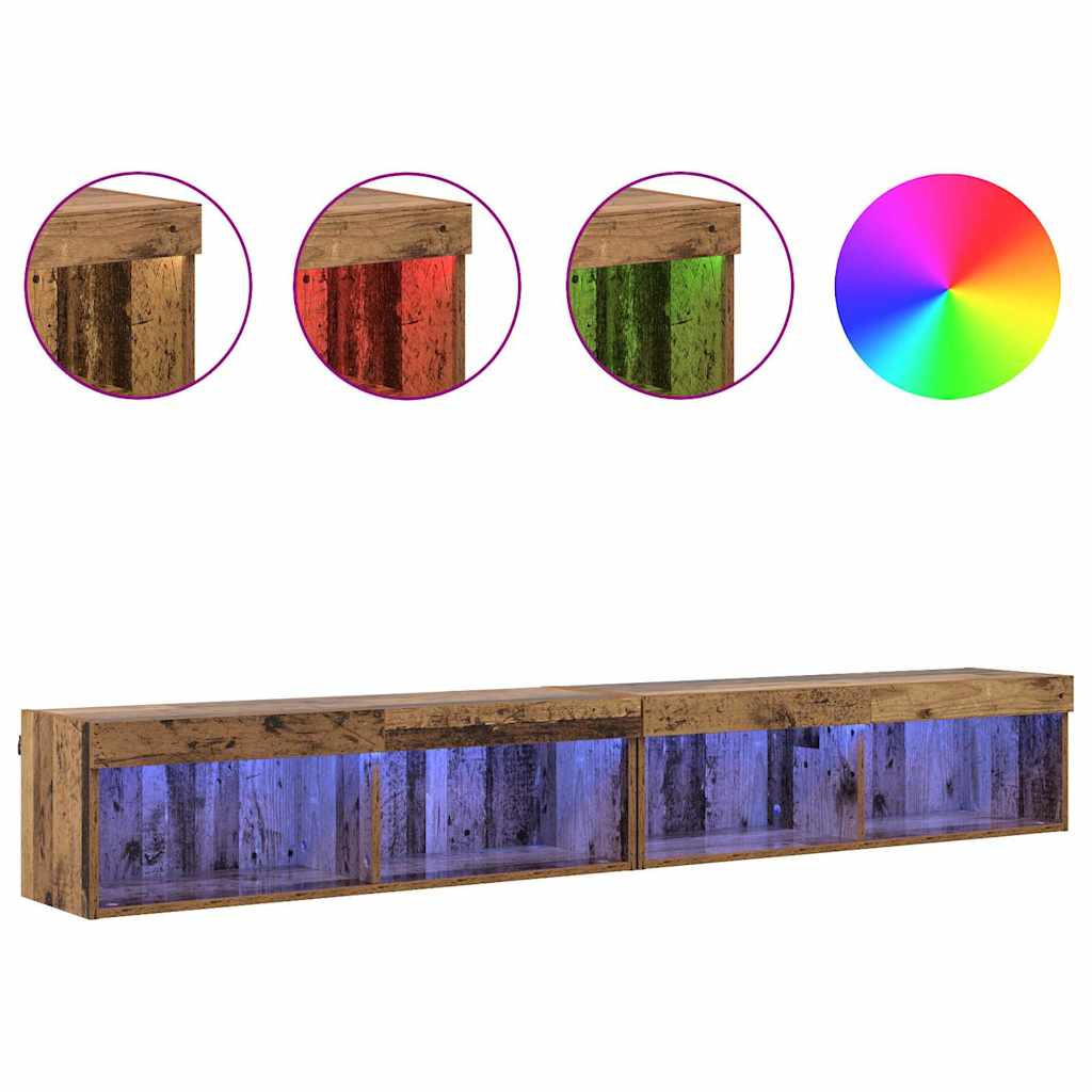 Meubles TV muraux Panama 2 pcs Bois ancien 100 x 30 x 30 cm - XIOS