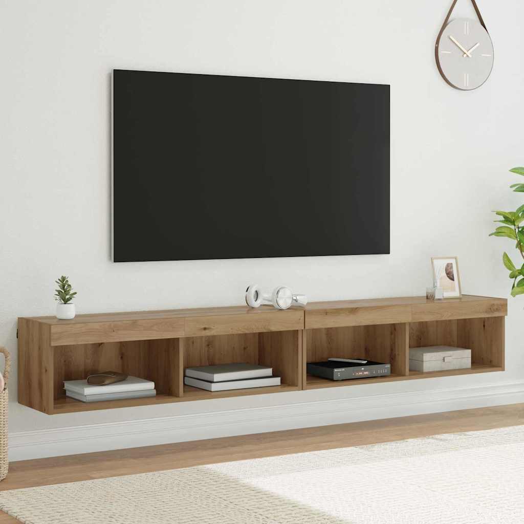 Meubles TV muraux Panama 2 pcs Chêne artisanal 100 x 30 x 30 cm - XIOS