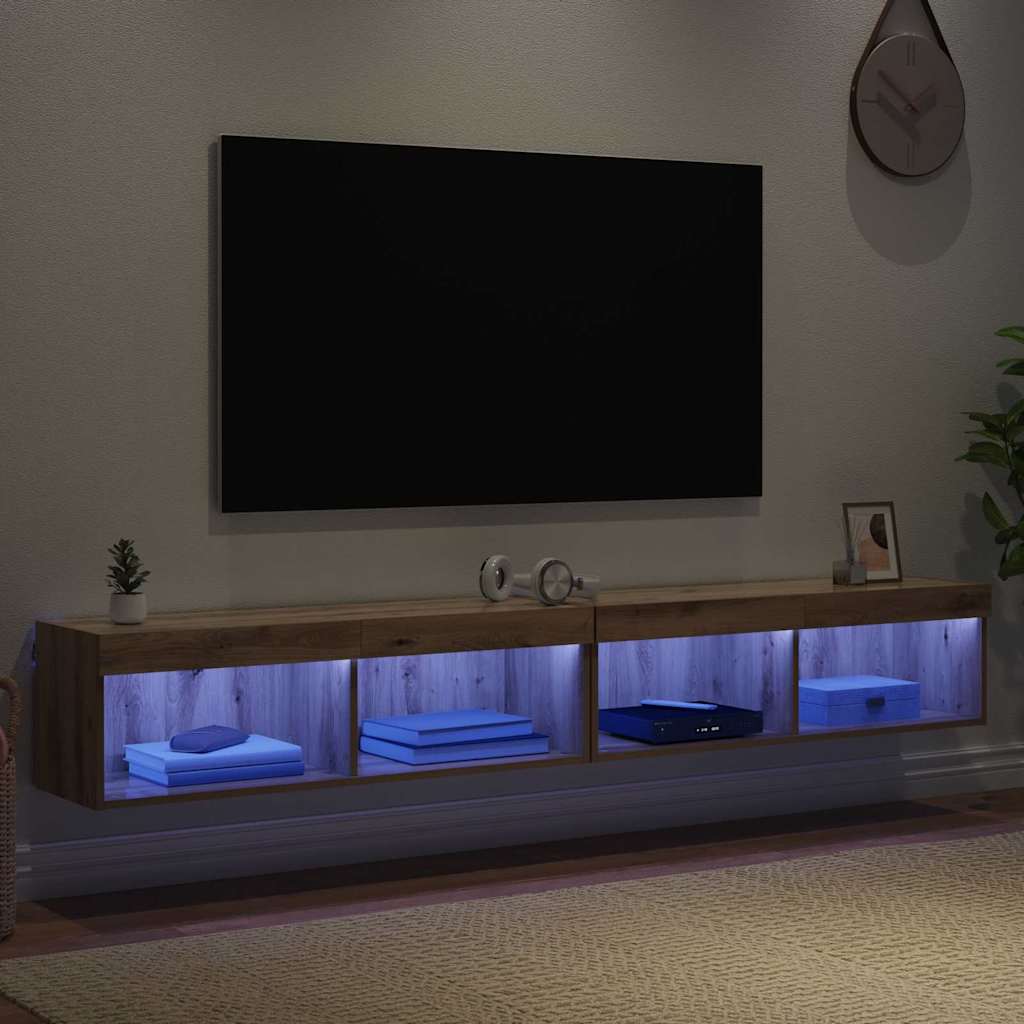 Meubles TV muraux Panama 2 pcs Chêne artisanal 100 x 30 x 30 cm - XIOS