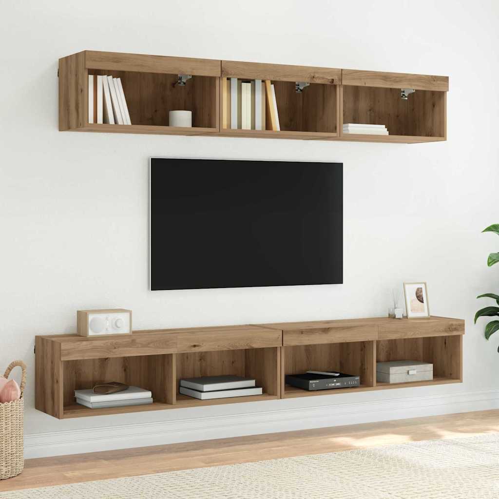 Meubles TV muraux Panama 2 pcs Chêne artisanal 100 x 30 x 30 cm - XIOS