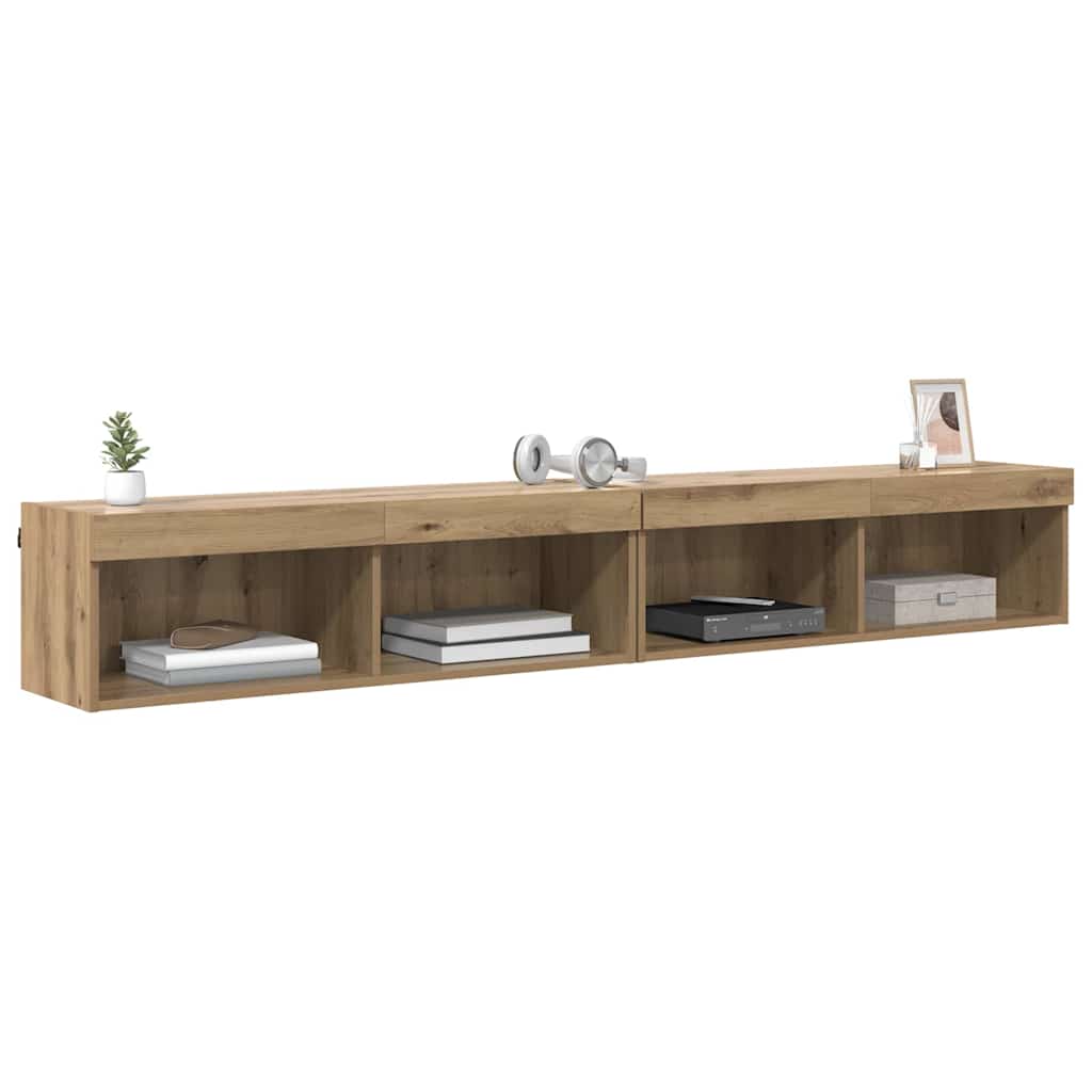 Meubles TV muraux Panama 2 pcs Chêne artisanal 100 x 30 x 30 cm - XIOS
