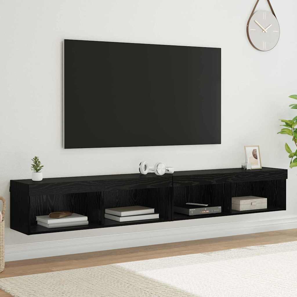 Meubles TV muraux Panama 2 pcs Chêne noir 100 x 30 x 30 cm - XIOS