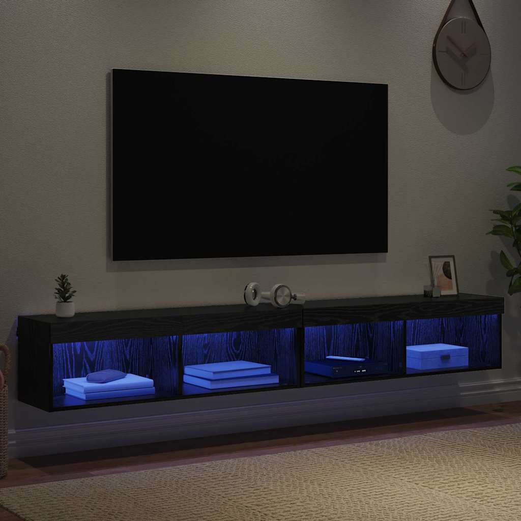 Meubles TV muraux Panama 2 pcs Chêne noir 100 x 30 x 30 cm - XIOS