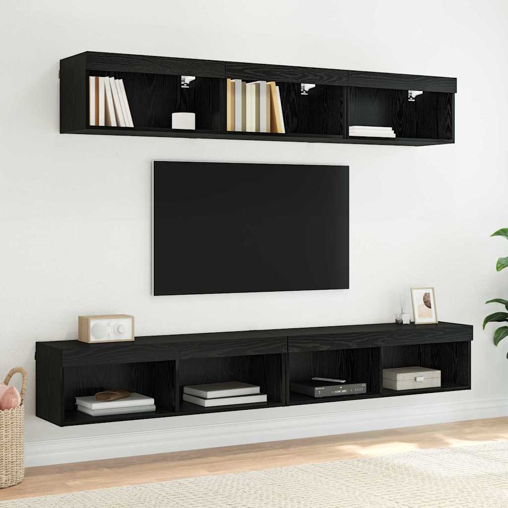Meubles TV muraux Panama 2 pcs Chêne noir 100 x 30 x 30 cm - XIOS
