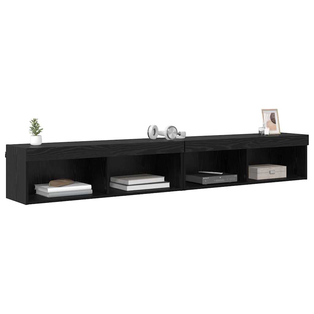 Meubles TV muraux Panama 2 pcs Chêne noir 100 x 30 x 30 cm - XIOS