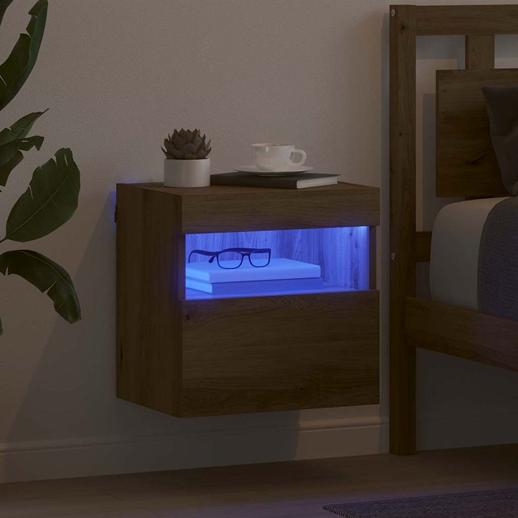 Meuble TV mural Montage mural Chêne artisanal 40 x 30 x 40 cm - XIOS