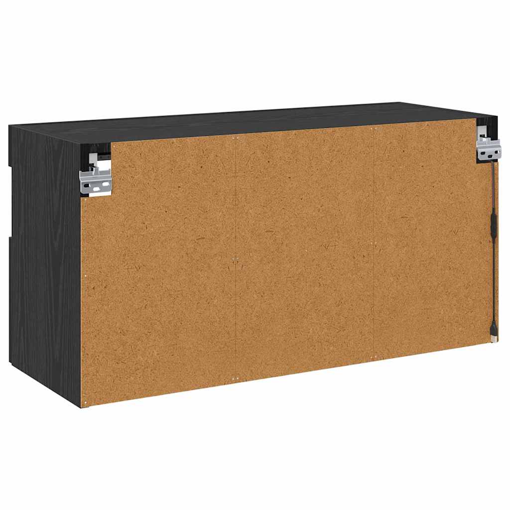 Meuble TV mural Chêne noir 80 x 30 x 40 cm Bois d'ingénierie - XIOS