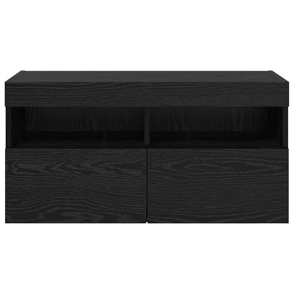 Meuble TV mural Chêne noir 80 x 30 x 40 cm Bois d'ingénierie - XIOS