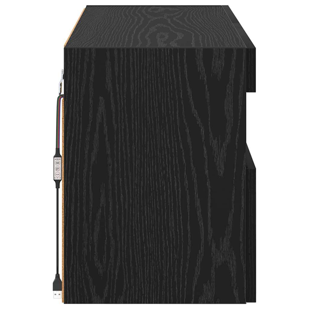 Meuble TV mural Chêne noir 80 x 30 x 40 cm Bois d'ingénierie - XIOS