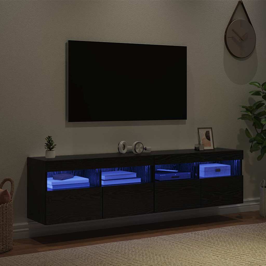 Meubles TV muraux 2 pcs Chêne noir 80 x 30 x 40 cm - XIOS